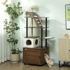 68.5" Cat Tree with Litter Box Enclosure, 2 in 1 Cat Tower Hidden Litter Box Furniture with Scratching Posts, Brown