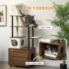 68.5" Cat Tree with Litter Box Enclosure, 2 in 1 Cat Tower Hidden Litter Box Furniture with Scratching Posts, Brown
