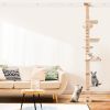 9' Adjustable Height Floor-to-Ceiling Cat Tree, Multi-Level Cat Vertical Cat Condo