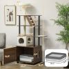 68.5" Cat Tree with Litter Box Enclosure, 2 in 1 Cat Tower Hidden Litter Box Furniture with Scratching Posts, Brown