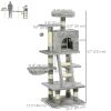 49 Inch Large Cat Tree for Indoor Cats, Light Grey