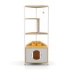 Corner Cat Tower, Cat Tree with Scratching Post, Cat Condo with Feeding Station and Climbing Platforms, Pet Furniture for Indoor Cats
