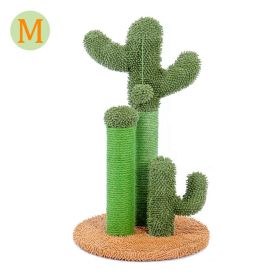 Pet Supplies Cute Cactus Tree Pet Cat Toy with Ball Scratching Post (Color: Yellow, size: M)