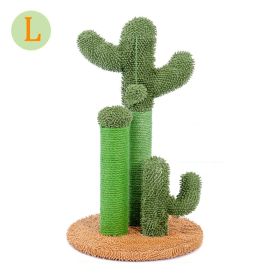 Pet Supplies Cute Cactus Tree Pet Cat Toy with Ball Scratching Post (Color: Yellow, size: L)